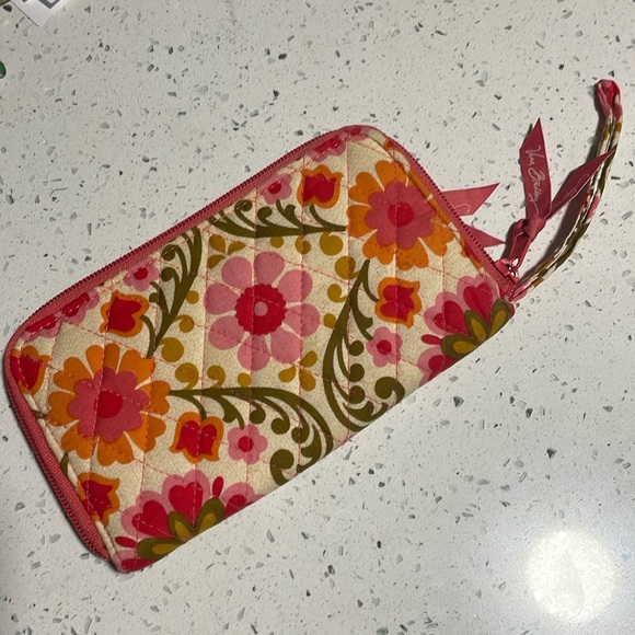 Vera Bradley Handbags - Like New Vera Bradley wristlet wallet~ org, pink, olive grn, gold, cream floral